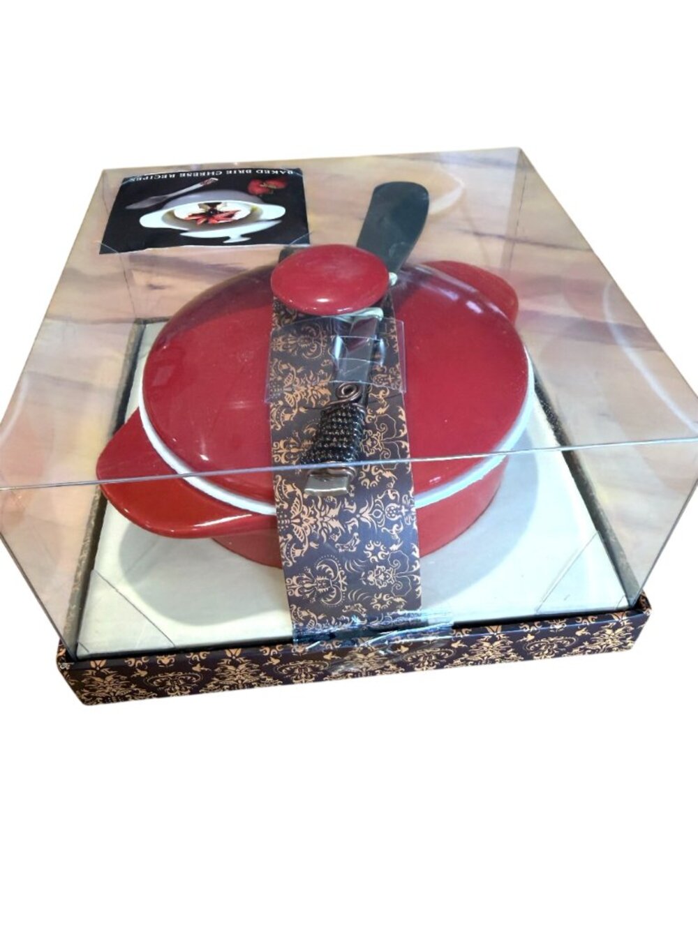 Wild Eye Designs Brie Cheese Baker Set NEW Red Spreader Ceramic Gift Set - Picture 5 of 7